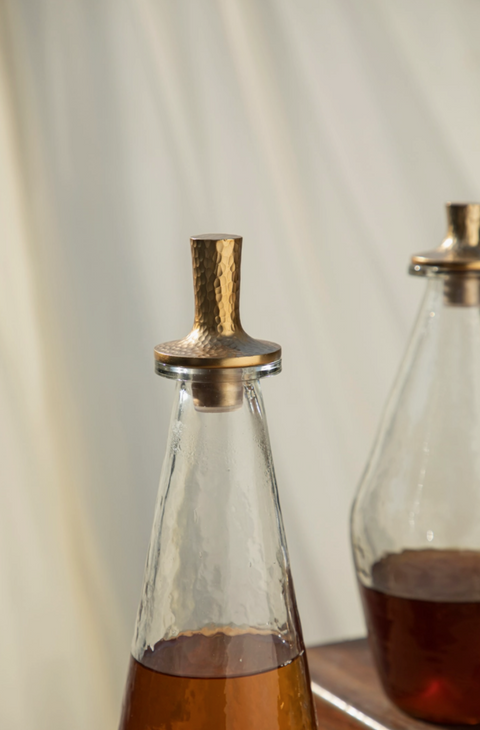Pebbled Glass Decanter, Tall