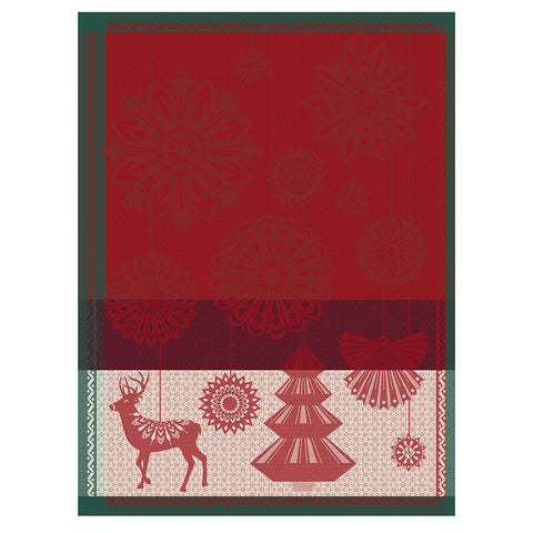 Le Jacquard Français, Lumière d'étoiles Red Tea Towel, 24x31, 100% Cotton