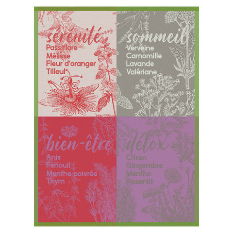 Le Jacquard Français, Sérénités Green Tea Towel, 24x31, 100% Cotton