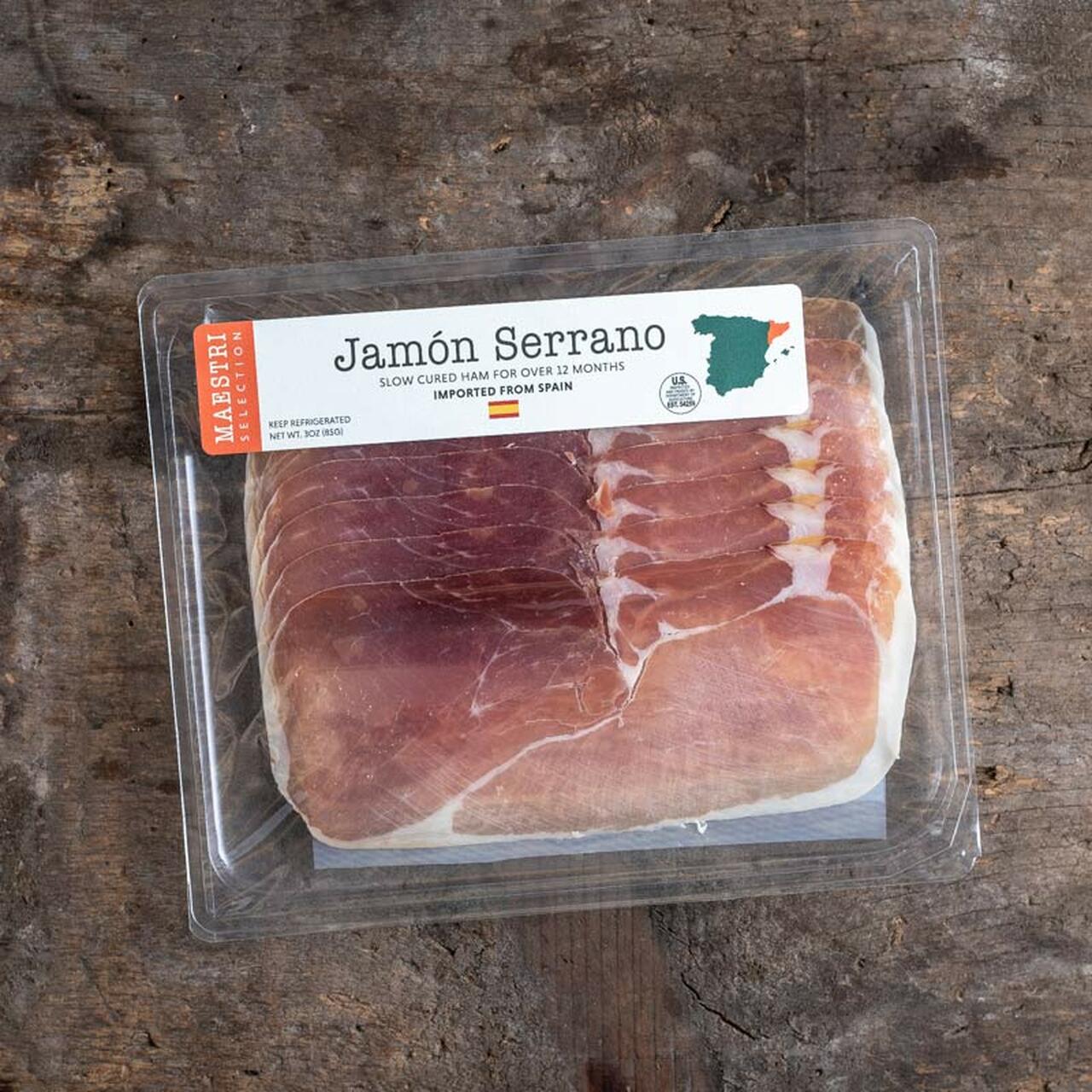 Maestri Ditalian, Jamon Serrano Sliced, 3oz, Italy